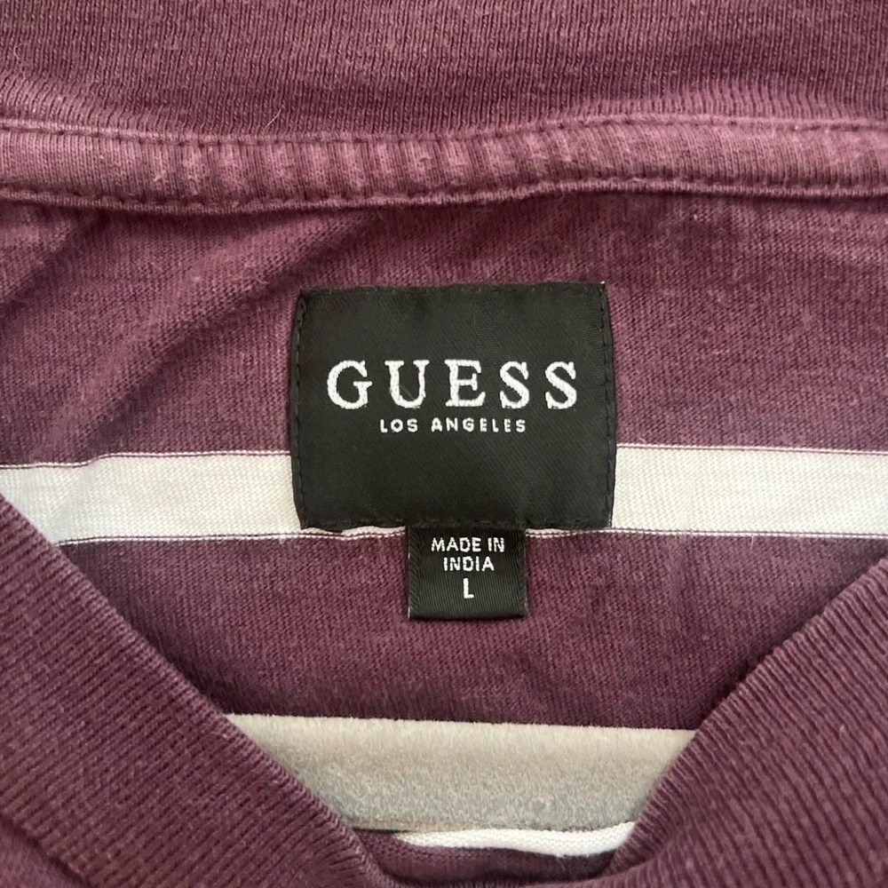 GUESS Doheny Los Angeles Purple Striped Short Sleeve Shirt, Large - Picture 8 of 8